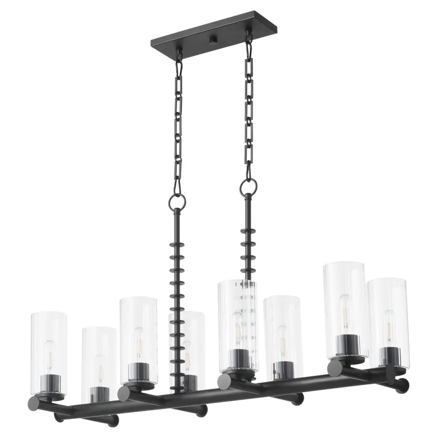 Mercier 8-Light Linear Chandelier in Matte Black - Image 1