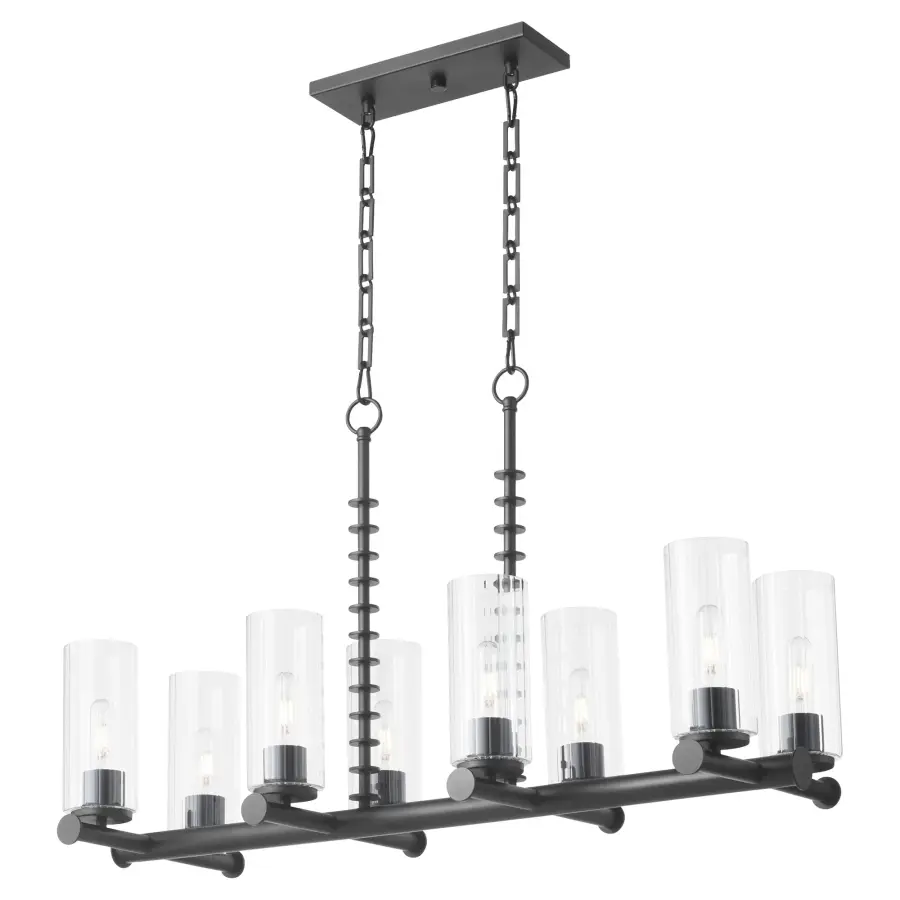 Mercier 8-Light Linear Chandelier in Matte Black - Image 2