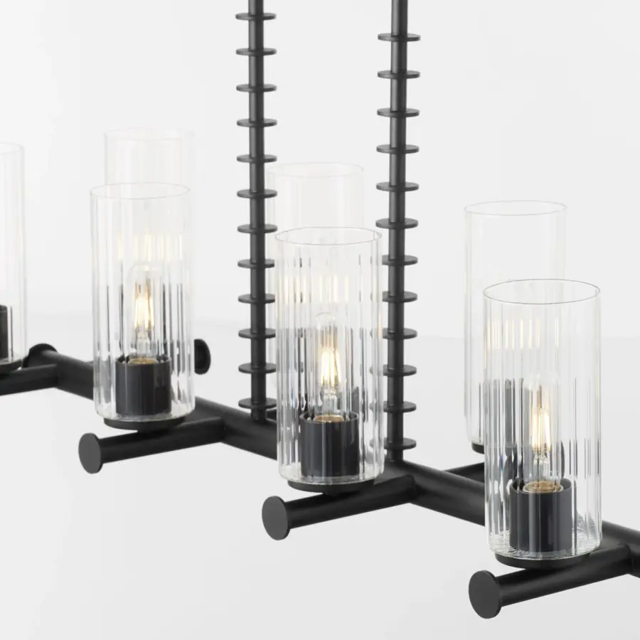 Mercier 8-Light Linear Chandelier in Matte Black - Image 4