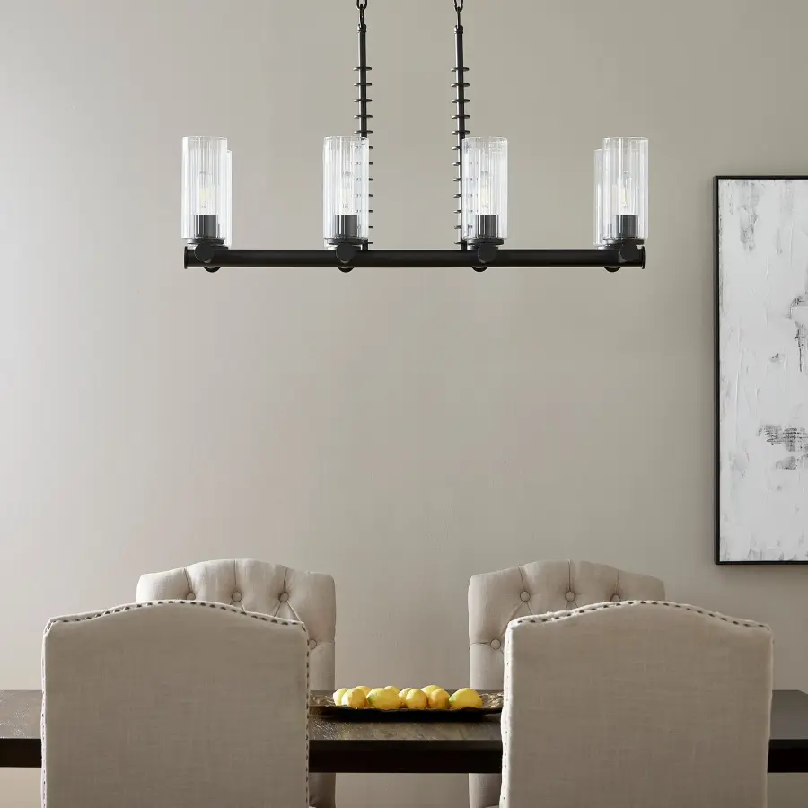Mercier 8-Light Linear Chandelier in Matte Black - Image 8