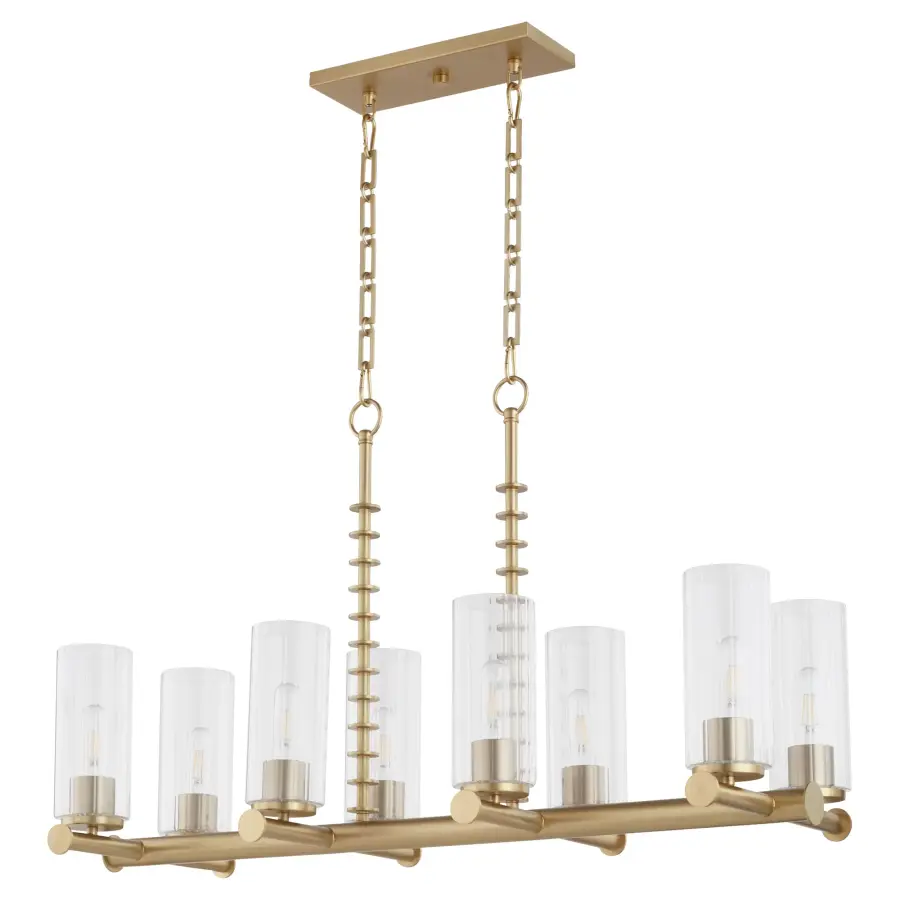 Mercier 8-Light Linear Chandelier in Aged Brass - Image 1