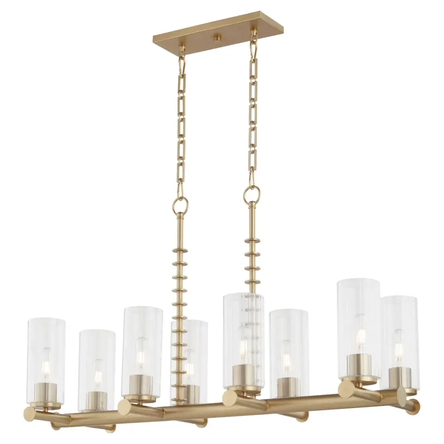 Mercier 8-Light Linear Chandelier in Aged Brass - Image 2