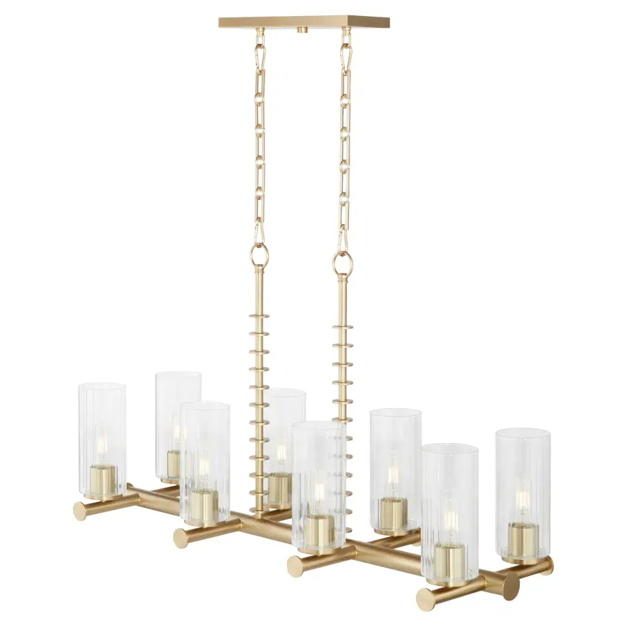 Mercier 8-Light Linear Chandelier in Aged Brass - Image 3