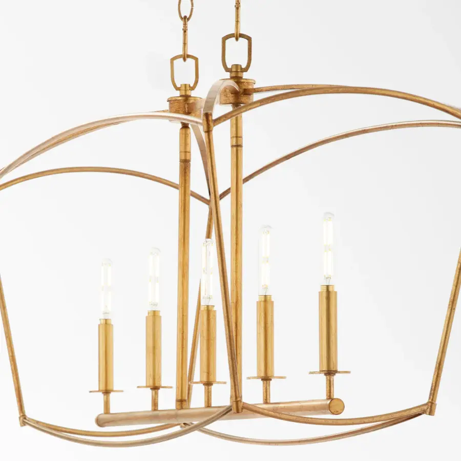 Elegant Linear Chandelier with Distinctive Pentagonal Cage Design - Image 3
