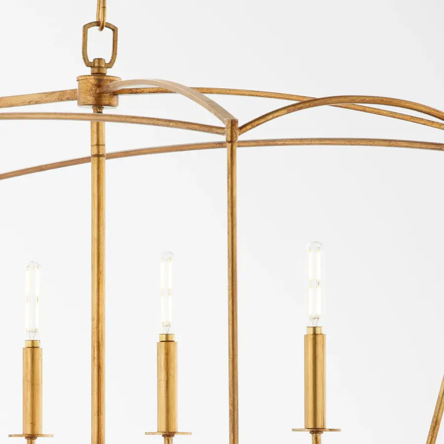 Elegant Linear Chandelier with Distinctive Pentagonal Cage Design - Image 4
