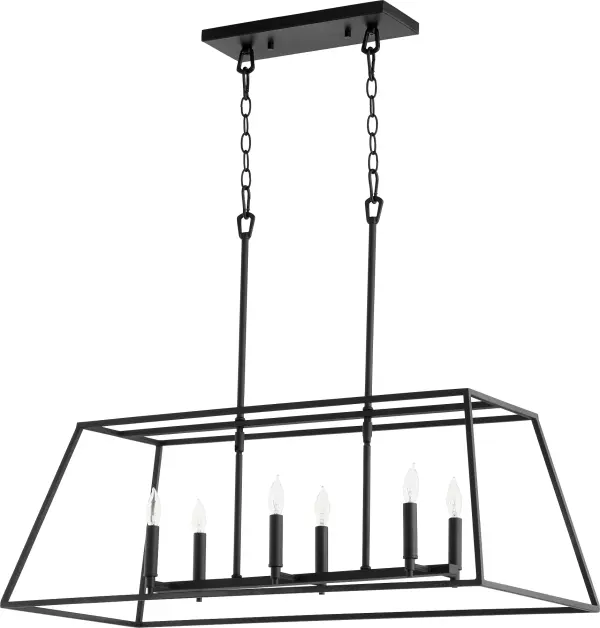 The Gabriel 6-light linear pendant offers exceptional versatility with three included candle sleeve finishes (Noir, Satin Nickel, Aged Brass), allowing you to customize the look to match your evolving décor. Its minimal transitional design works beautifully over kitchen islands, dining tables, or in foyers.