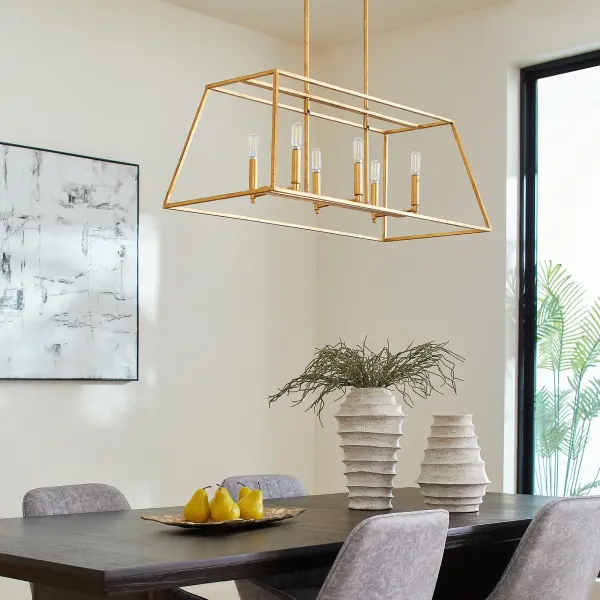Gabriel 6-Light Linear Pendant in Gold Leaf - Image 4
