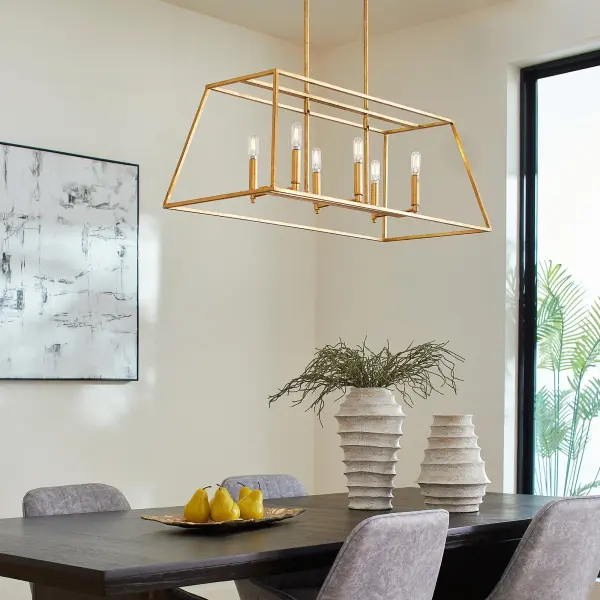 Gabriel 6-Light Linear Pendant in Gold Leaf - Image 5