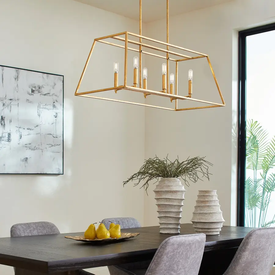Gabriel 6-Light Linear Pendant in Gold Leaf - Image 5