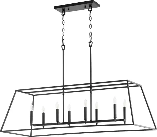 The Gabriel 8-light linear pendant offers exceptional versatility with three included candle sleeve finishes (Noir, Satin Nickel, Aged Brass), allowing you to customize the look to match your evolving décor. Its minimal transitional design works beautifully over kitchen islands, dining tables, or in foyers.