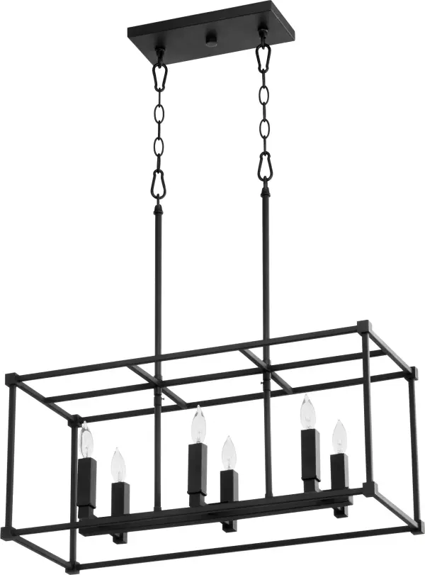 The Olympus linear pendant combines geometric sophistication with practical versatility. Its six-light design is perfect for kitchen islands and dining tables, while interchangeable candle sleeves in three finishes let you customize the look.