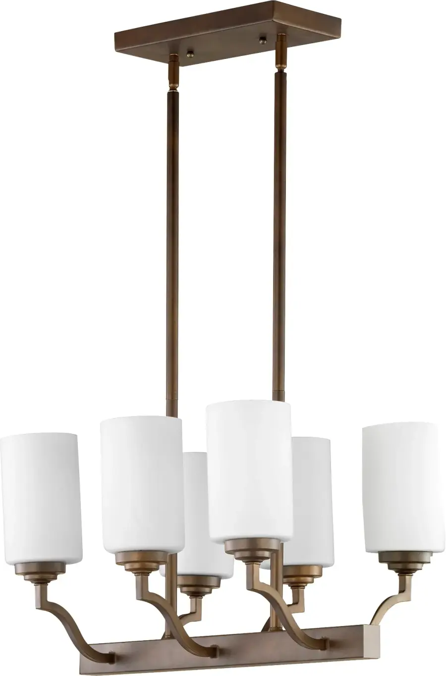 Classic Island Lighting with Warm Bronze Finish and Frosted Glass