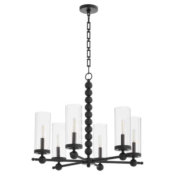 Lee Boulevard 6-Light Glass Chandelier in Matte Black - Image 1
