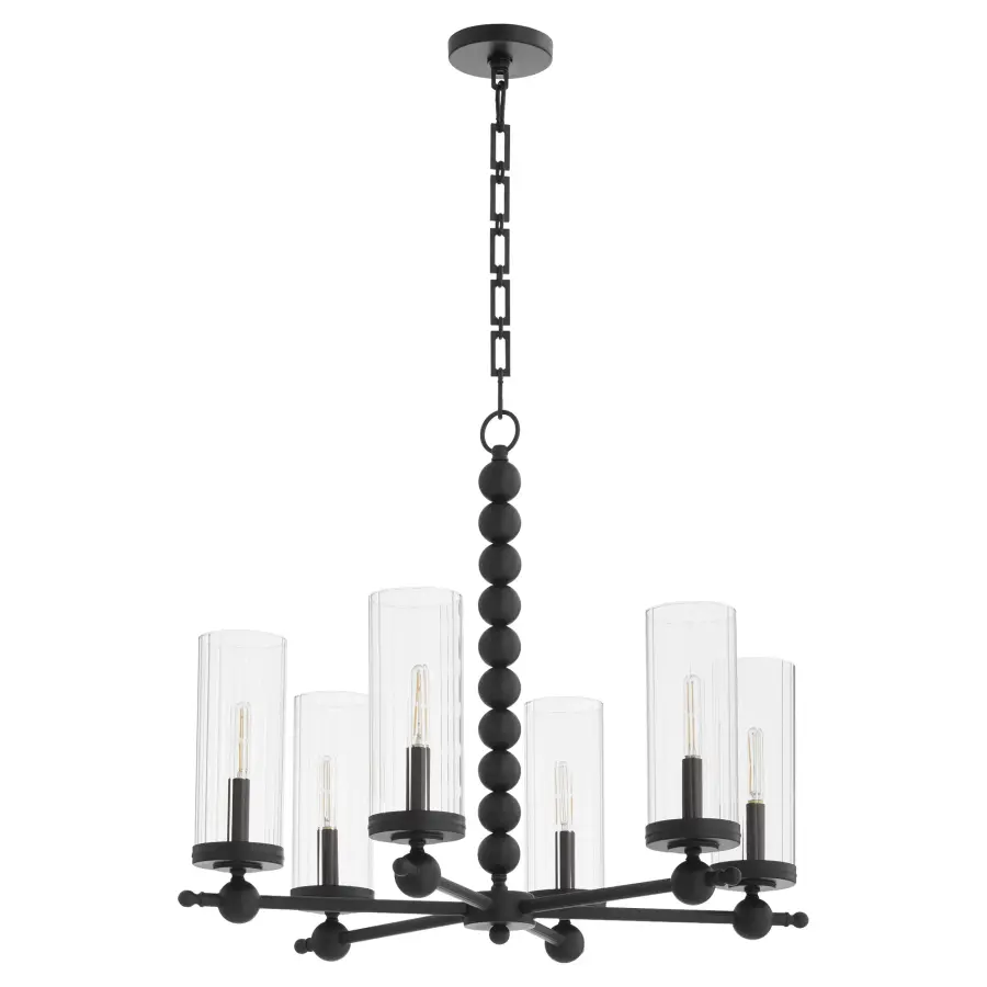 Lee Boulevard 6-Light Glass Chandelier in Matte Black - Image 1