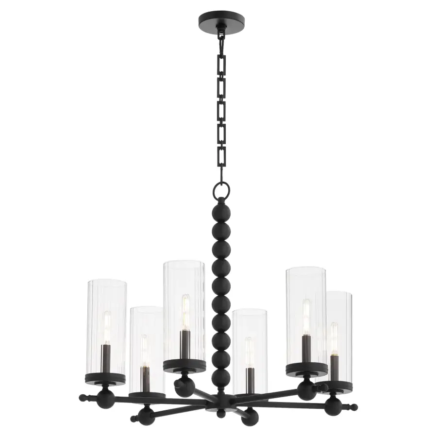 Lee Boulevard 6-Light Glass Chandelier in Matte Black - Image 2