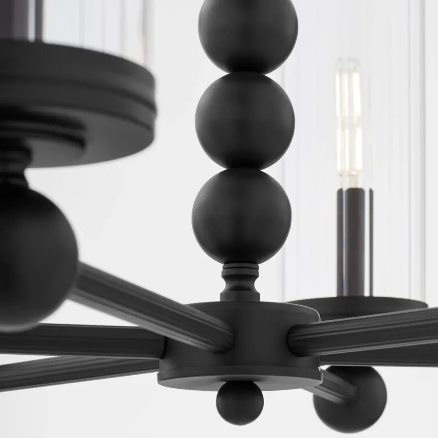 Lee Boulevard 6-Light Glass Chandelier in Matte Black - Image 4