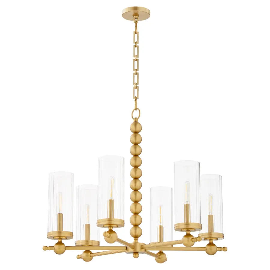 Lee Boulevard 6-Light Glass Chandelier in Aged Brass - Image 1