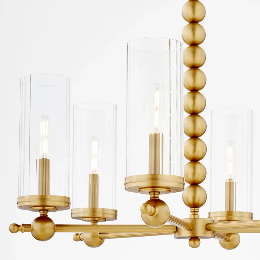 Lee Boulevard 6-Light Glass Chandelier in Aged Brass - Image 3
