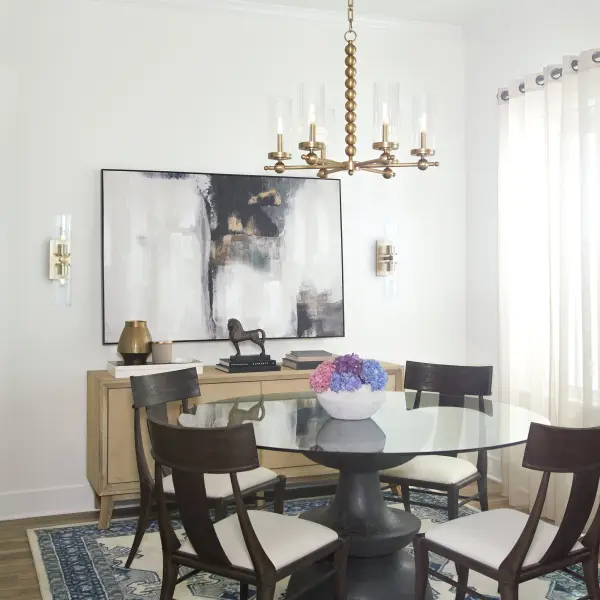 Lee Boulevard 6-Light Glass Chandelier in Aged Brass - Image 6