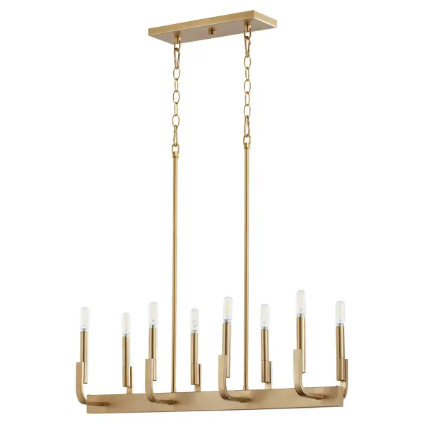 Elegant Linear Chandelier with Timeless Brass Finish - Image 1