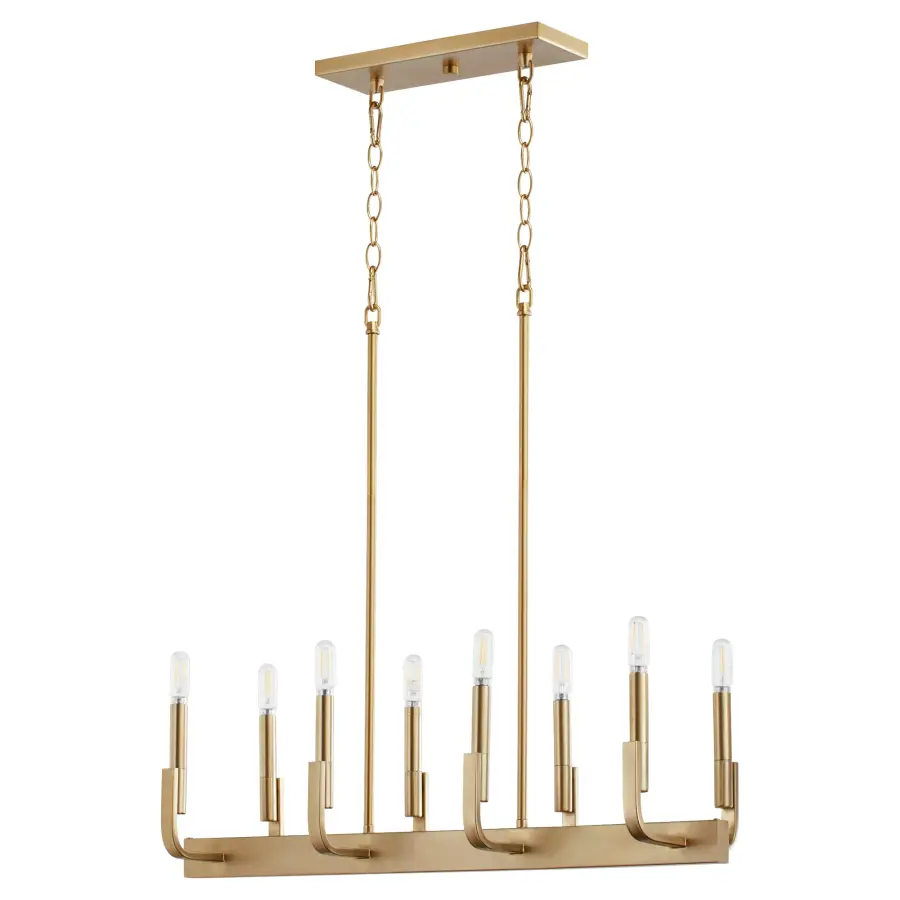 Elegant Linear Chandelier with Timeless Brass Finish - Image 1