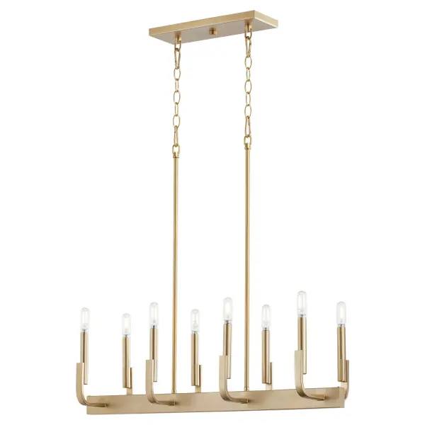 Elegant Linear Chandelier with Timeless Brass Finish - Image 2