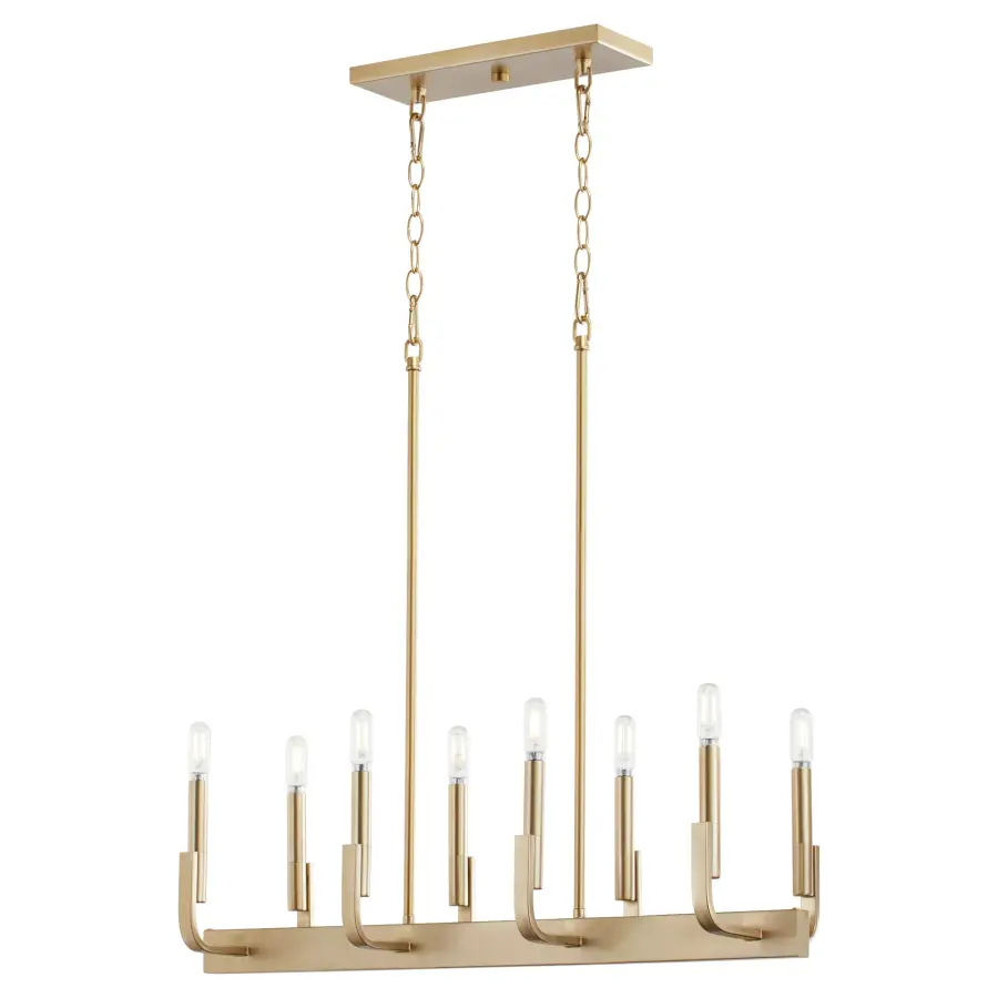 Elegant Linear Chandelier with Timeless Brass Finish - Image 2