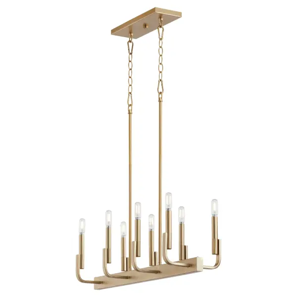 Elegant Linear Chandelier with Timeless Brass Finish - Image 4
