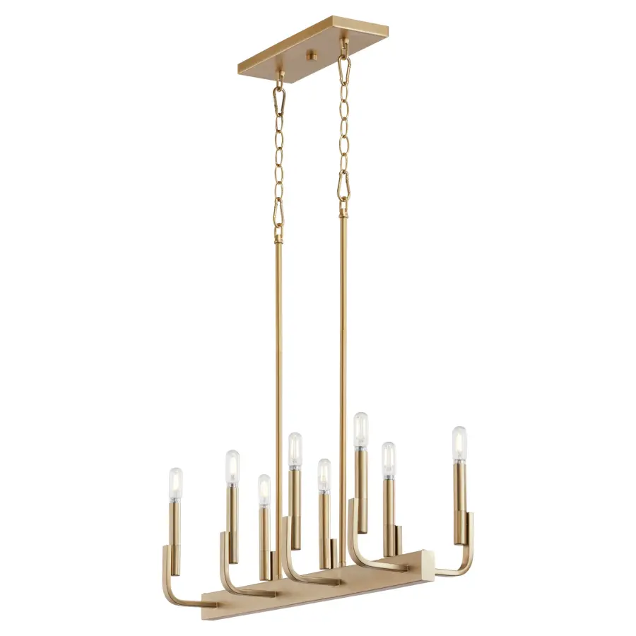 Elegant Linear Chandelier with Timeless Brass Finish - Image 4