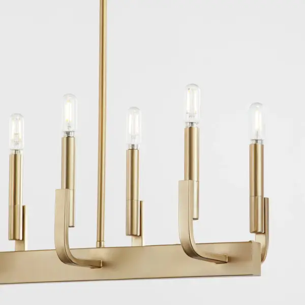 Elegant Linear Chandelier with Timeless Brass Finish - Image 5