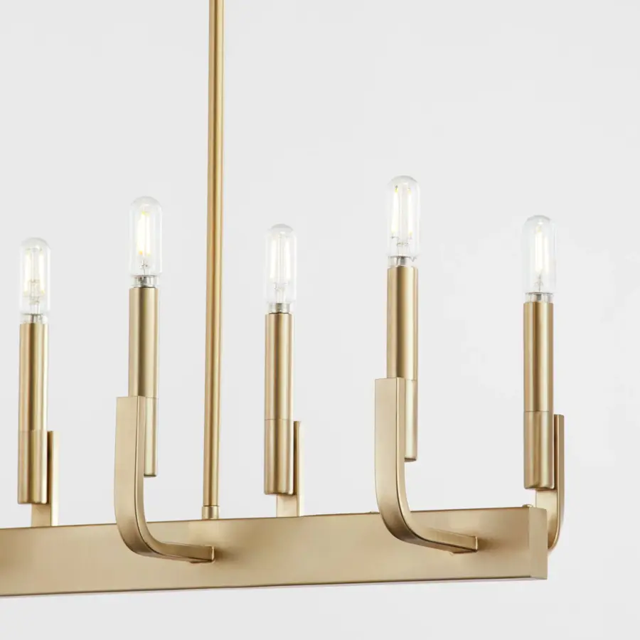 Elegant Linear Chandelier with Timeless Brass Finish - Image 5