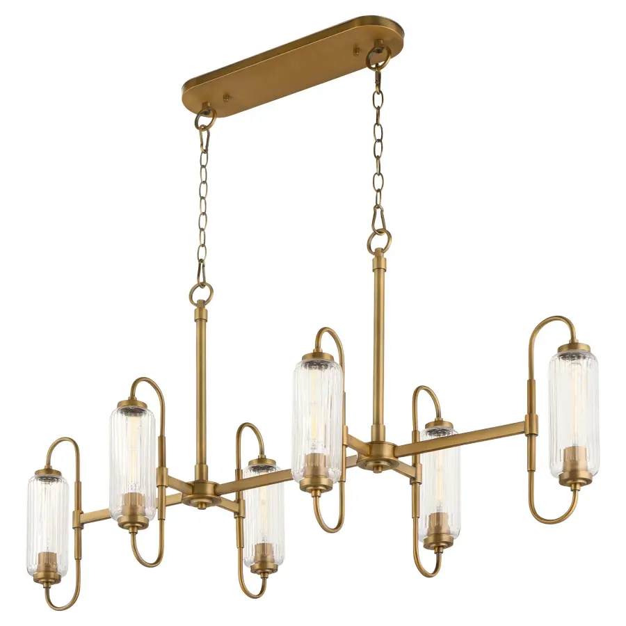Whitmire 6-Light Linear Chandelier in Brushed Brass - Image 1