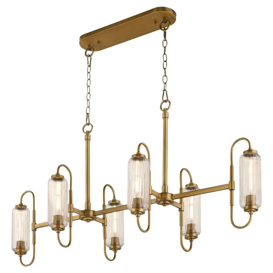 Whitmire 6-Light Linear Chandelier in Brushed Brass - Image 2