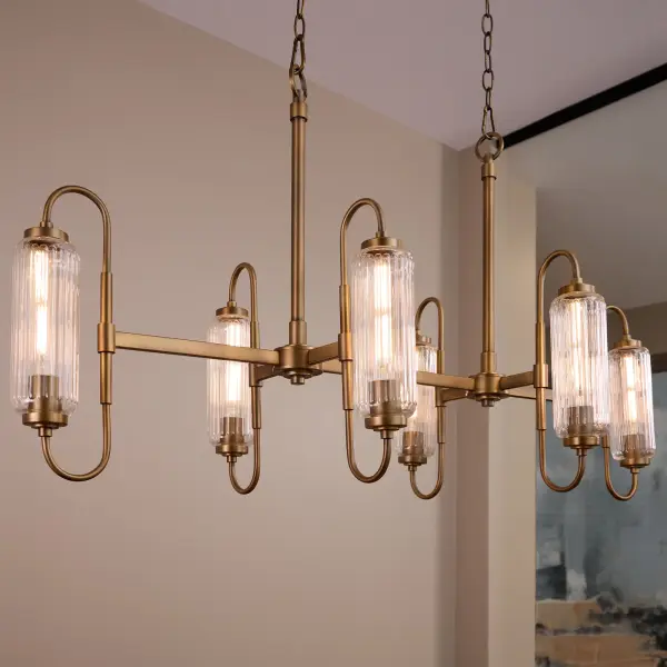 Whitmire 6-Light Linear Chandelier in Brushed Brass - Image 6