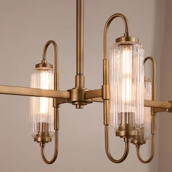 Whitmire 6-Light Linear Chandelier in Brushed Brass - Image 7