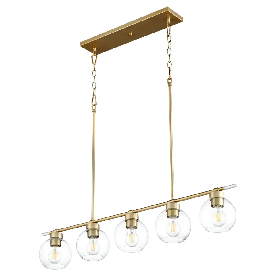 Volan 5-Light Linear Chandelier in Aged Brass - Image 1