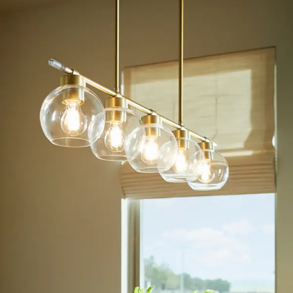 Volan 5-Light Linear Chandelier in Aged Brass - Image 3