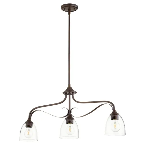 The Jardin pendant combines intricate finials and soft curves with oiled bronze finish and clean opal glass shades. Its refined yet approachable design offers versatility for traditional and contemporary spaces alike.