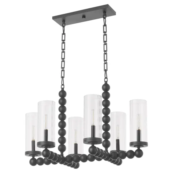 Lee Boulevard 6-Light Linear Chandelier in Matte Black - Image 1