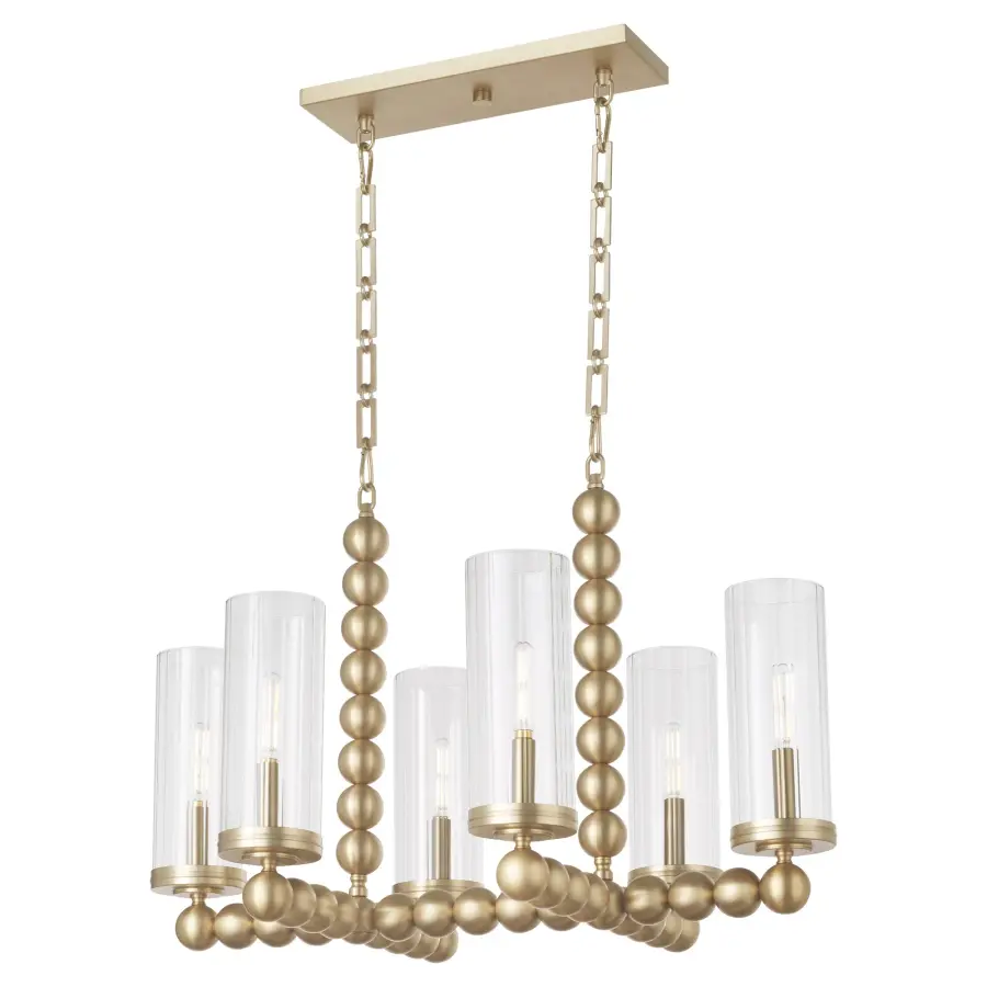 Lee Boulevard 6-Light Linear Chandelier in Aged Brass - Image 2