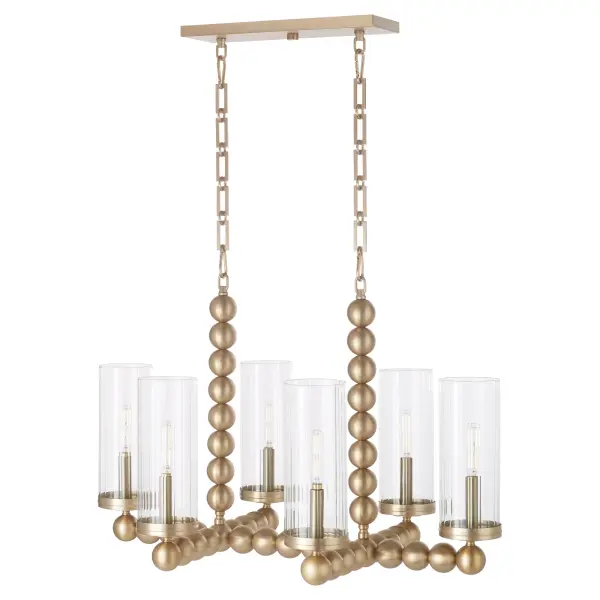 Lee Boulevard 6-Light Linear Chandelier in Aged Brass - Image 3
