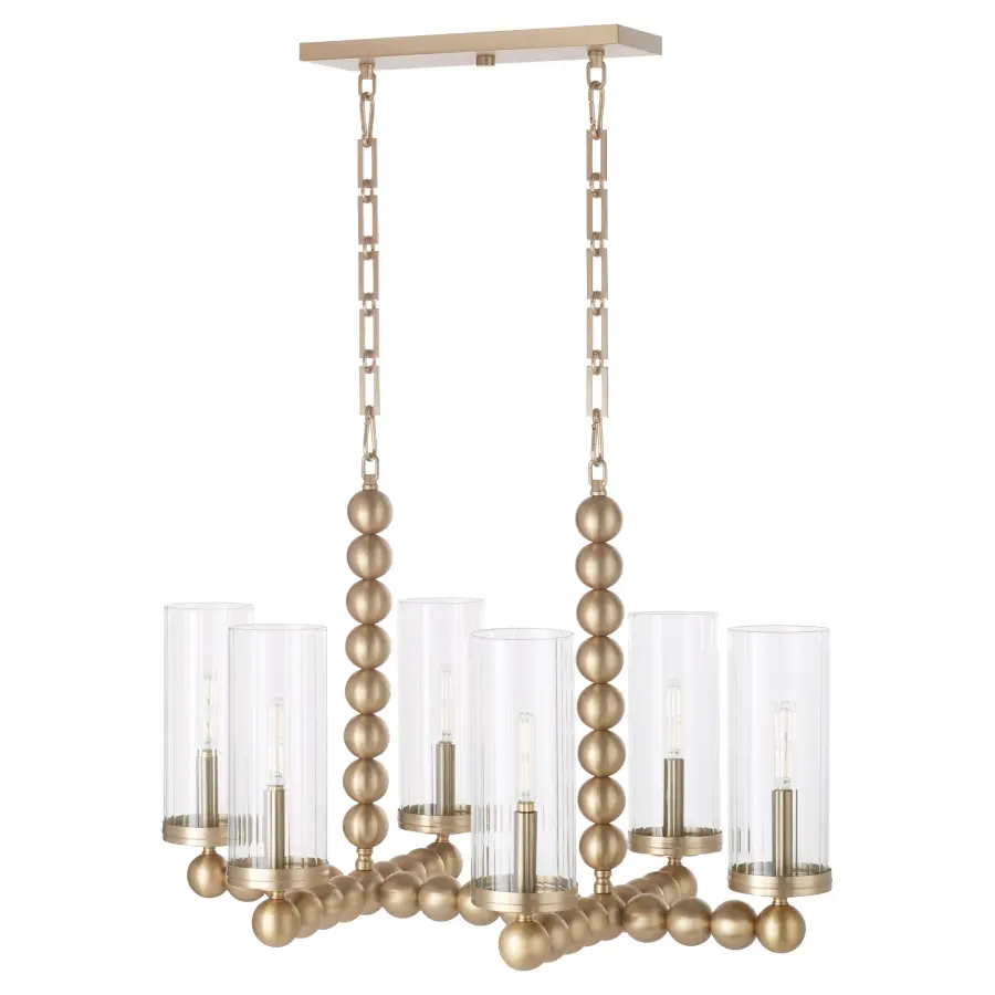 Lee Boulevard 6-Light Linear Chandelier in Aged Brass - Image 3