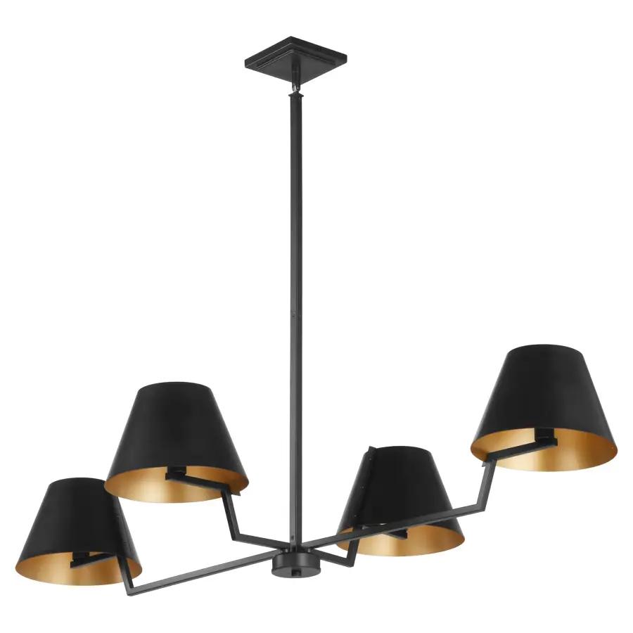 Bliss 50" 4-Light Linear Chandelier in Matte Black - Image 2