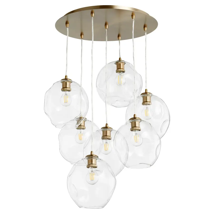 Numen 7-Light Aged Brass Pendant Cluster - Image 1
