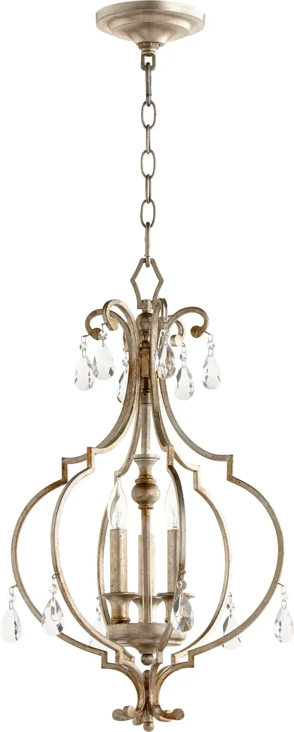 Ansley 3-Light Aged Silver Leaf Pendant - Image 1