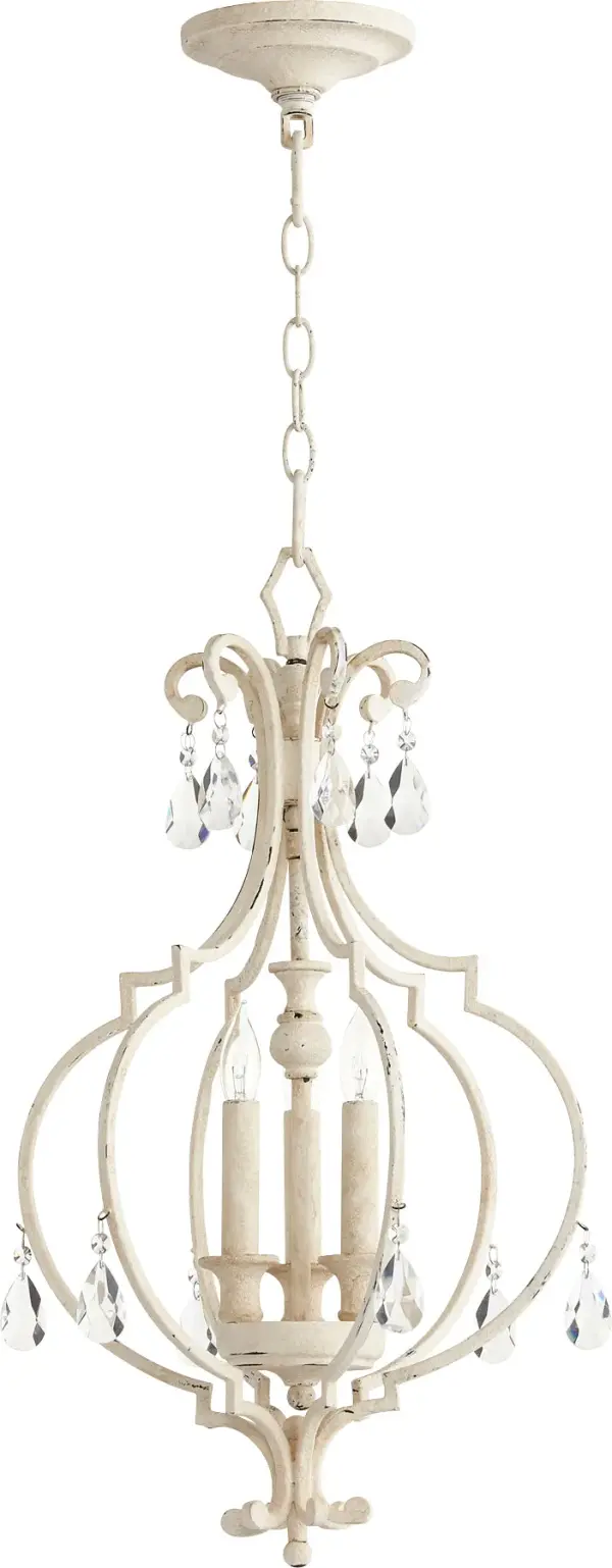 Elegant Traditional Pendant with Crystal Accents and Classic White Finish