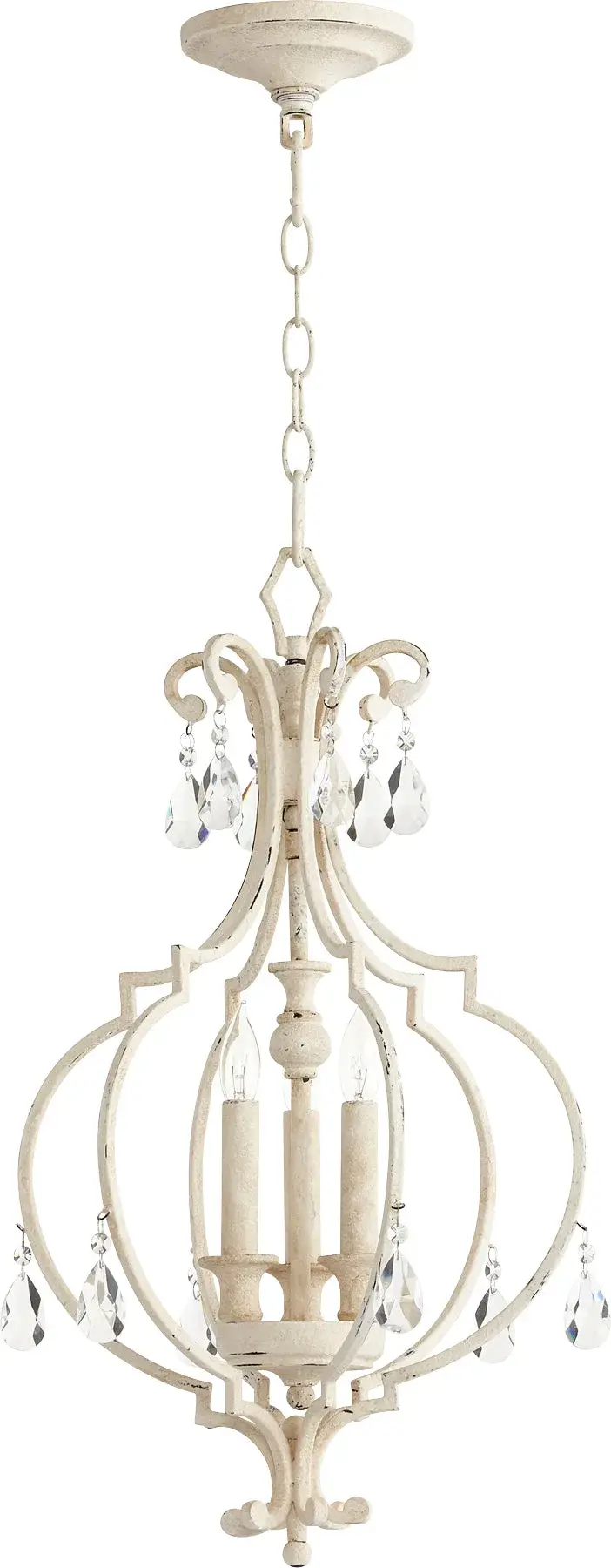 Elegant Traditional Pendant with Crystal Accents and Classic White Finish