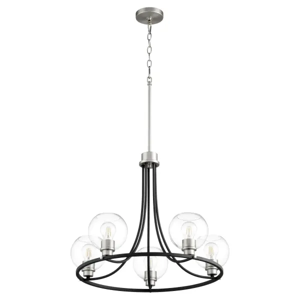 Clarion 5-Light Chandelier in Textured Black with Satin Nickel - Image 1