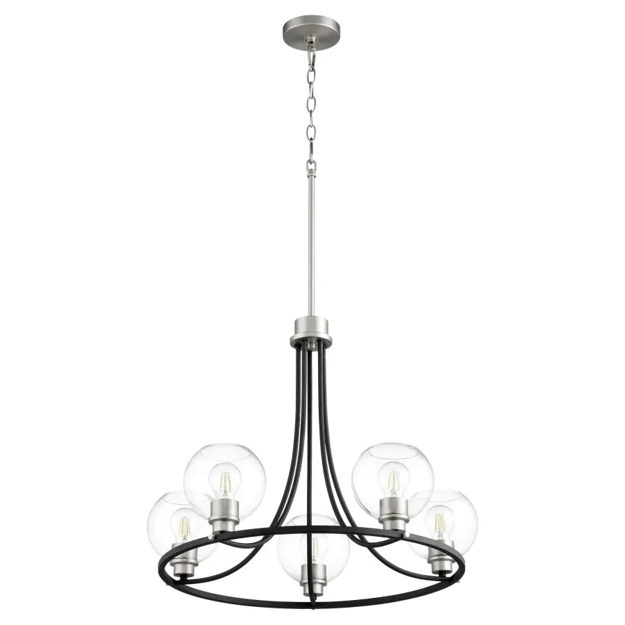 Clarion 5-Light Chandelier in Textured Black with Satin Nickel - Image 1
