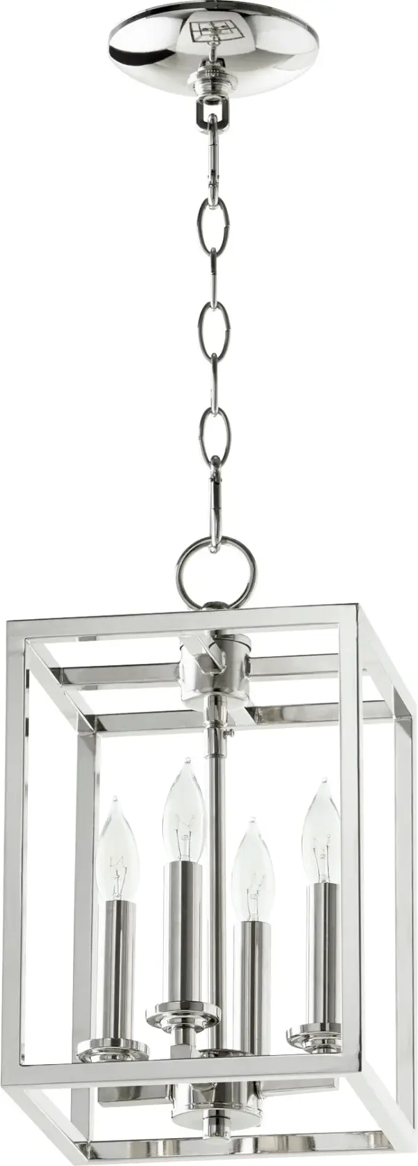 The Cuboid pendant features bold geometric architecture with frosted glass diffusers and polished nickel finish. Its structured design makes it ideal for modern spaces that emphasize clean lines and architectural elements.